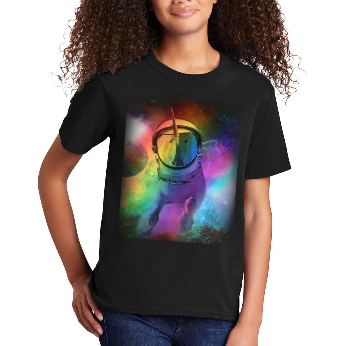 Magical Astronaut Unicorn In Space Kids T-Shirt