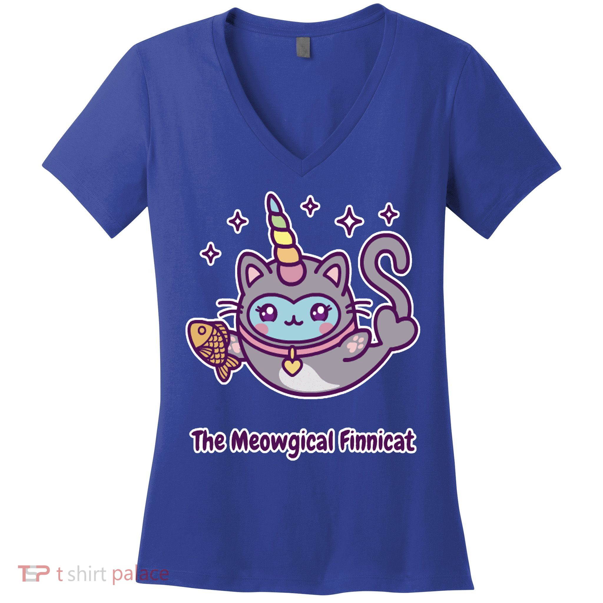 Magical Finnimals Finnicat Unicorn Women's V-Neck T-Shirt