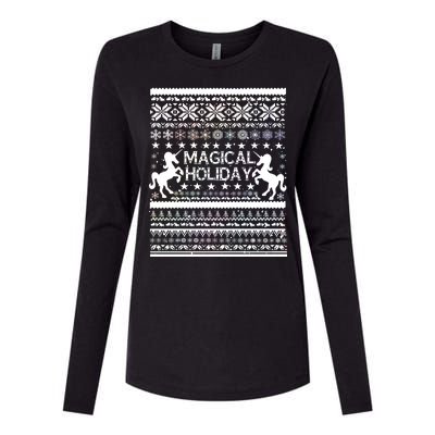 Magical Holiday Unicorn Ugly Christmas Sweater Womens Cotton Relaxed Long Sleeve T-Shirt