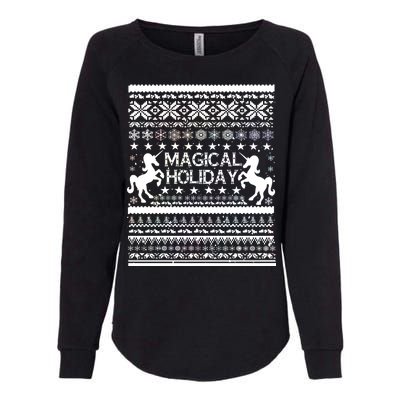 Magical Holiday Unicorn Ugly Christmas Sweater Womens California Wash Sweatshirt