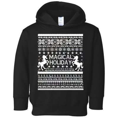 Magical Holiday Unicorn Ugly Christmas Sweater Toddler Hoodie