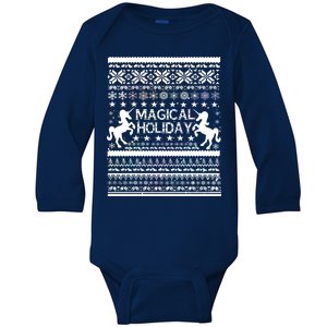 Magical Holiday Unicorn Ugly Christmas Sweater Baby Long Sleeve Bodysuit