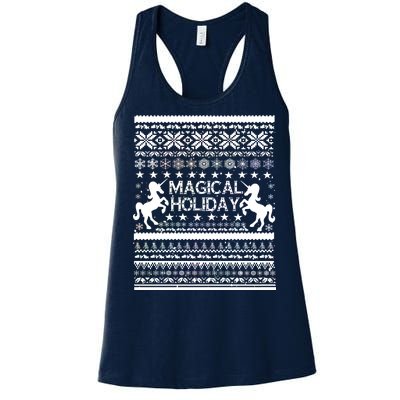 Magical Holiday Unicorn Ugly Christmas Sweater Women's Racerback Tank