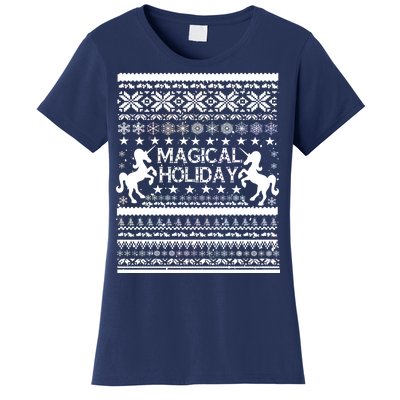 Magical Holiday Unicorn Ugly Christmas Sweater Women's T-Shirt