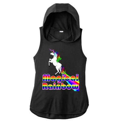 Magical Rainbow Unicorn Ladies PosiCharge Tri-Blend Wicking Draft Hoodie Tank