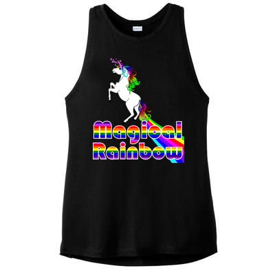 Magical Rainbow Unicorn Ladies PosiCharge Tri-Blend Wicking Tank