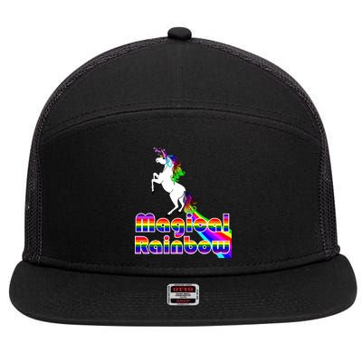 Magical Rainbow Unicorn 7 Panel Mesh Trucker Snapback Hat