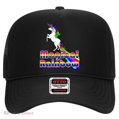 Magical Rainbow Unicorn High Crown Mesh Back Trucker Hat