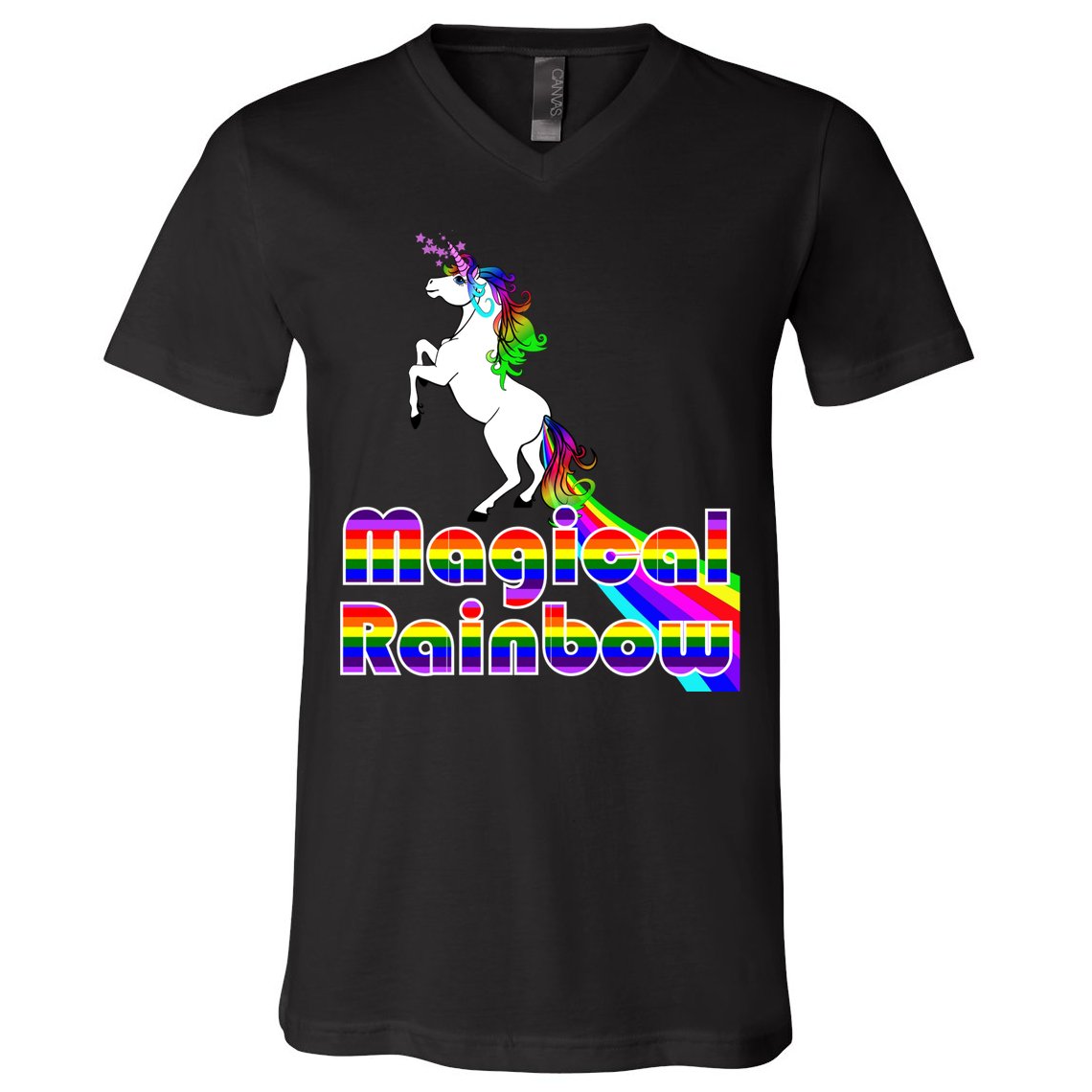 Magical Rainbow Unicorn V-Neck T-Shirt