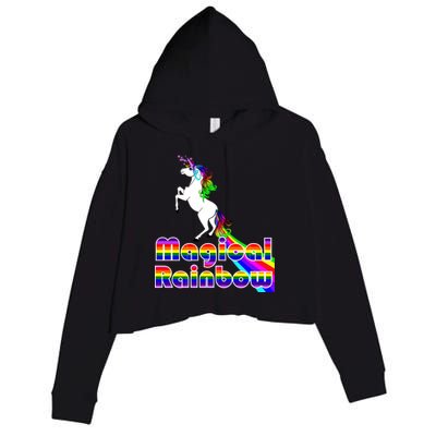 Magical Rainbow Unicorn Crop Fleece Hoodie