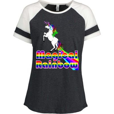 Magical Rainbow Unicorn Enza Ladies Jersey Colorblock Tee