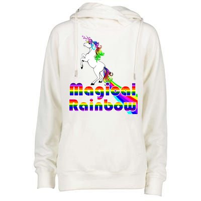 Magical Rainbow Unicorn Womens Funnel Neck Pullover Hood