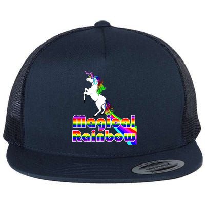 Magical Rainbow Unicorn Flat Bill Trucker Hat