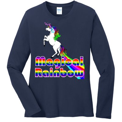 Magical Rainbow Unicorn Ladies Long Sleeve Shirt