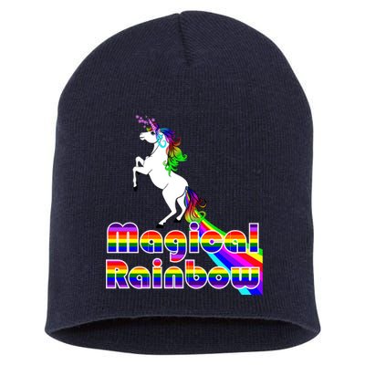 Magical Rainbow Unicorn Short Acrylic Beanie