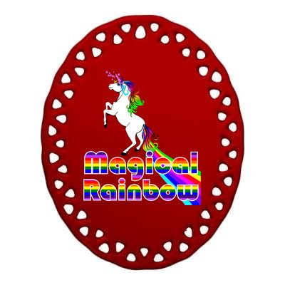 Magical Rainbow Unicorn Ceramic Oval Ornament