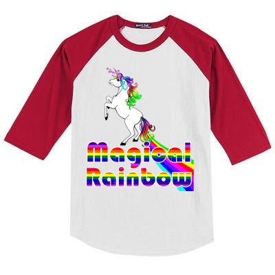 Magical Rainbow Unicorn Kids Colorblock Raglan Jersey