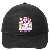 Magical Rainbow Unicorn Kitty 7-Panel Snapback Hat