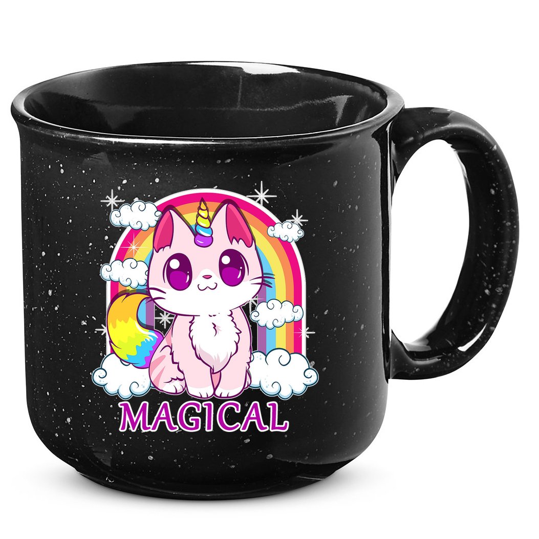 Magical Rainbow Unicorn Kitty 15oz Campfire Ceramic Mug