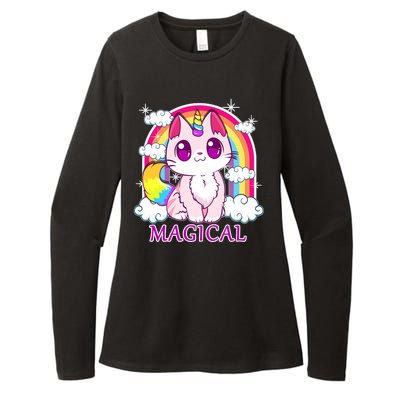 Magical Rainbow Unicorn Kitty Womens CVC Long Sleeve Shirt