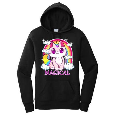 Magical Rainbow Unicorn Kitty Women's Pullover Hoodie