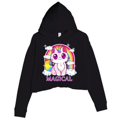 Magical Rainbow Unicorn Kitty Crop Fleece Hoodie