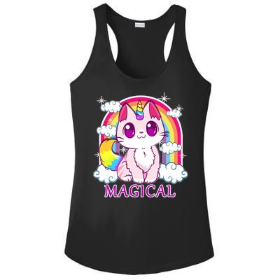 Magical Rainbow Unicorn Kitty Ladies PosiCharge Competitor Racerback Tank