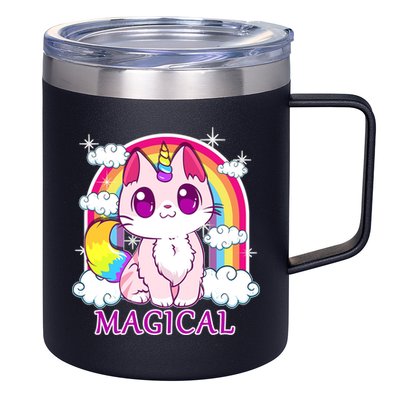 Magical Rainbow Unicorn Kitty 12oz Stainless Steel Coffee Mug