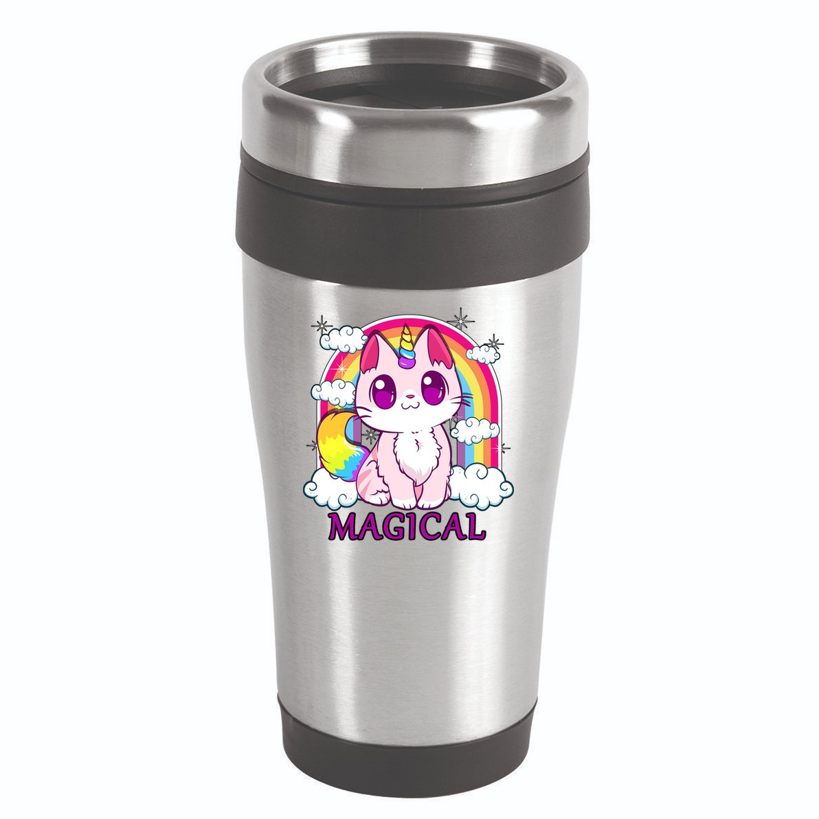 Magical Rainbow Unicorn Kitty 16oz Travel Tumbler