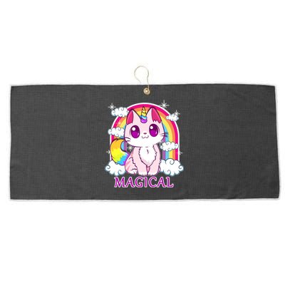 Magical Rainbow Unicorn Kitty Large Microfiber Waffle Golf Towel