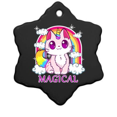 Magical Rainbow Unicorn Kitty Ceramic Star Ornament