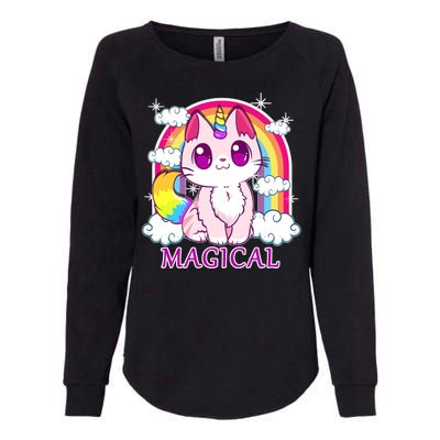 Magical Rainbow Unicorn Kitty Womens California Wash Sweatshirt