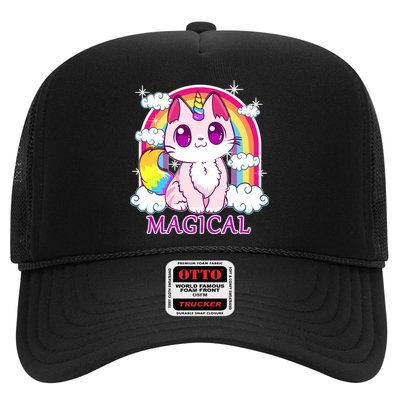 Magical Rainbow Unicorn Kitty Trucker Hat