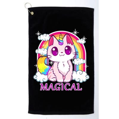 Magical Rainbow Unicorn Kitty Platinum Collection Golf Towel