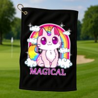 Magical Rainbow Unicorn Kitty Golf Towel