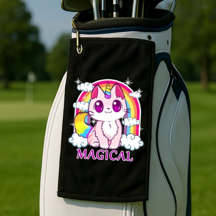 Magical Rainbow Unicorn Kitty Golf Towel