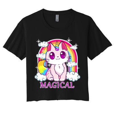 Magical Rainbow Unicorn Kitty Crop Top