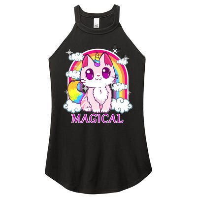 Magical Rainbow Unicorn Kitty Women's Perfect Tri Rocker Tank