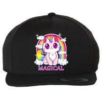 Magical Rainbow Unicorn Kitty Wool Snapback Cap