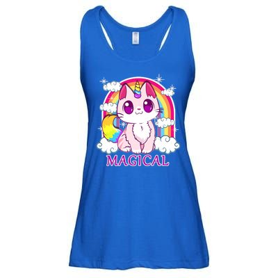 Magical Rainbow Unicorn Kitty Ladies Essential Flowy Tank