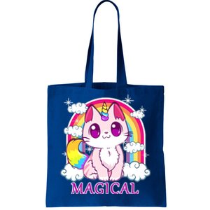 Magical Rainbow Unicorn Kitty Tote Bag