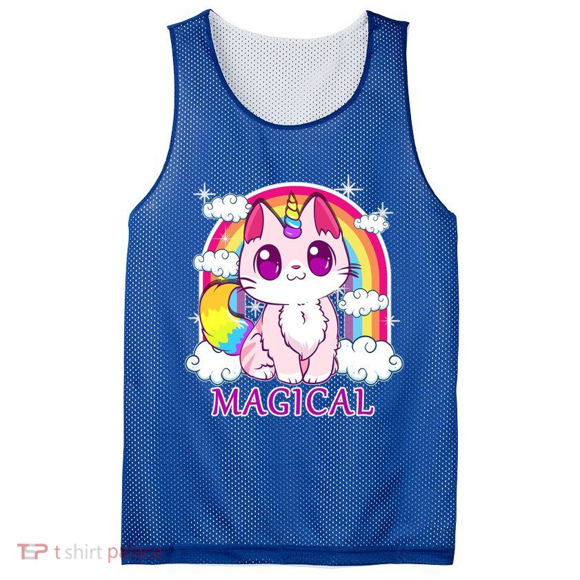 Magical Rainbow Unicorn Kitty Mesh Reversible Basketball Jersey Tank
