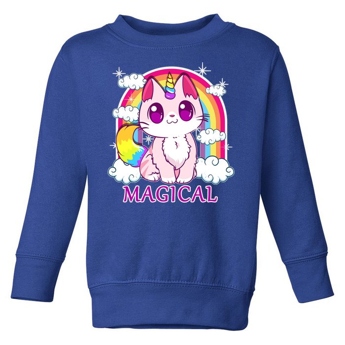 Magical Rainbow Unicorn Kitty Toddler Sweatshirt