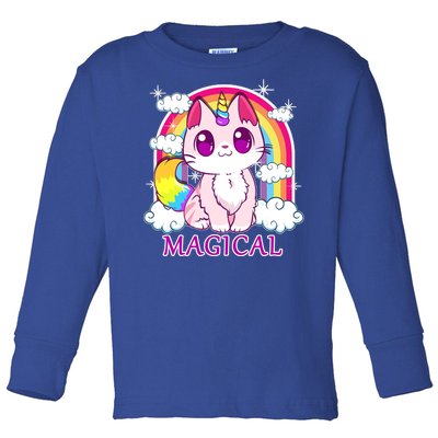 Magical Rainbow Unicorn Kitty Toddler Long Sleeve Shirt