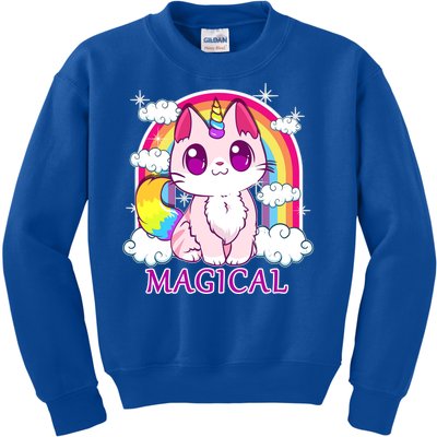 Magical Rainbow Unicorn Kitty Kids Sweatshirt