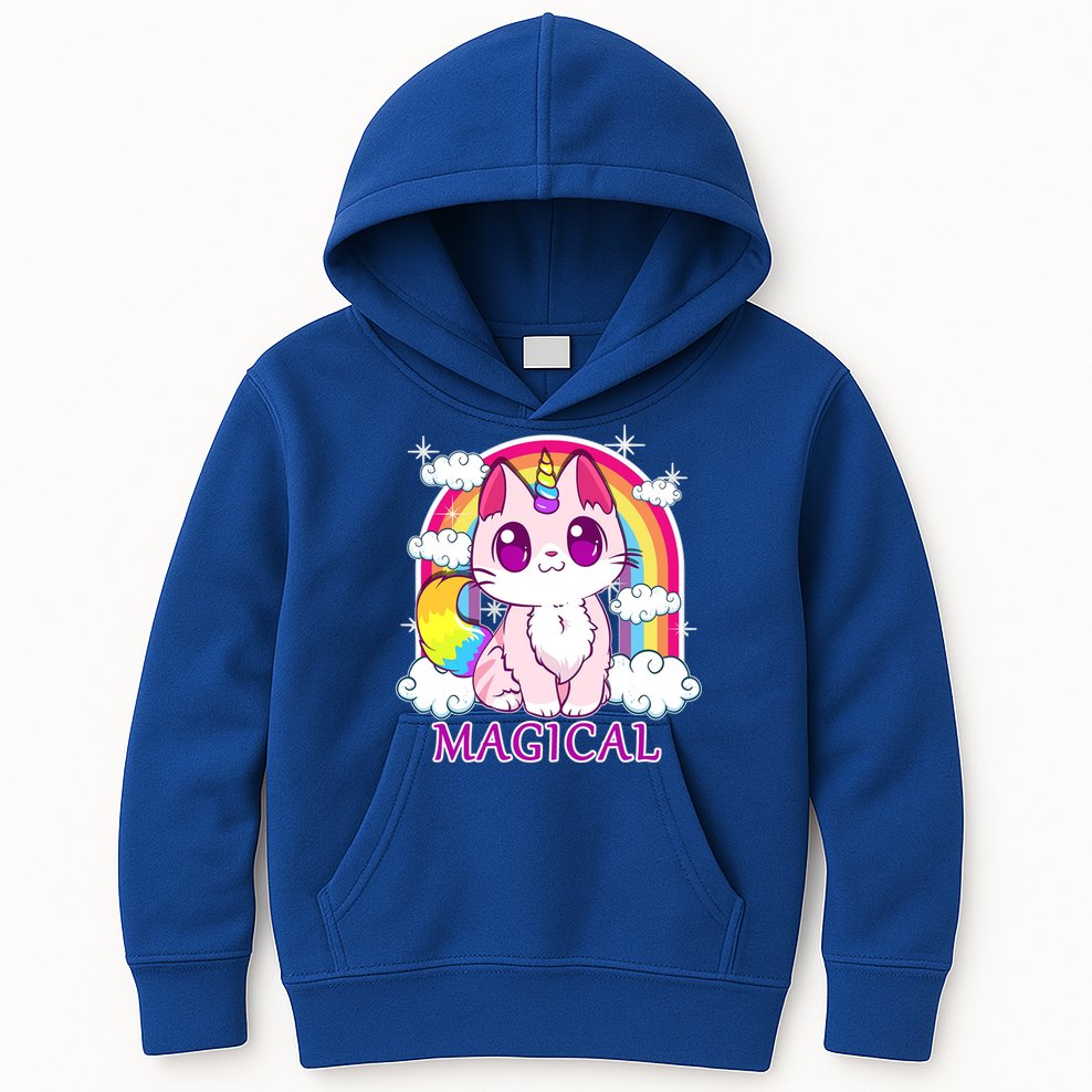 Magical Rainbow Unicorn Kitty Kids Hoodie