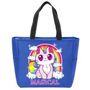 Magical Rainbow Unicorn Kitty Zip Tote Bag