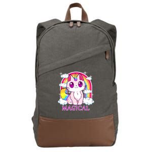 Magical Rainbow Unicorn Kitty Cotton Canvas Backpack