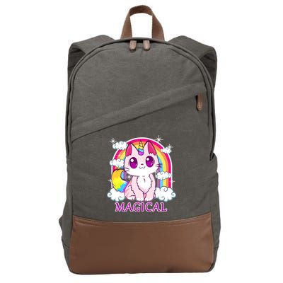 Magical Rainbow Unicorn Kitty Cotton Canvas Backpack