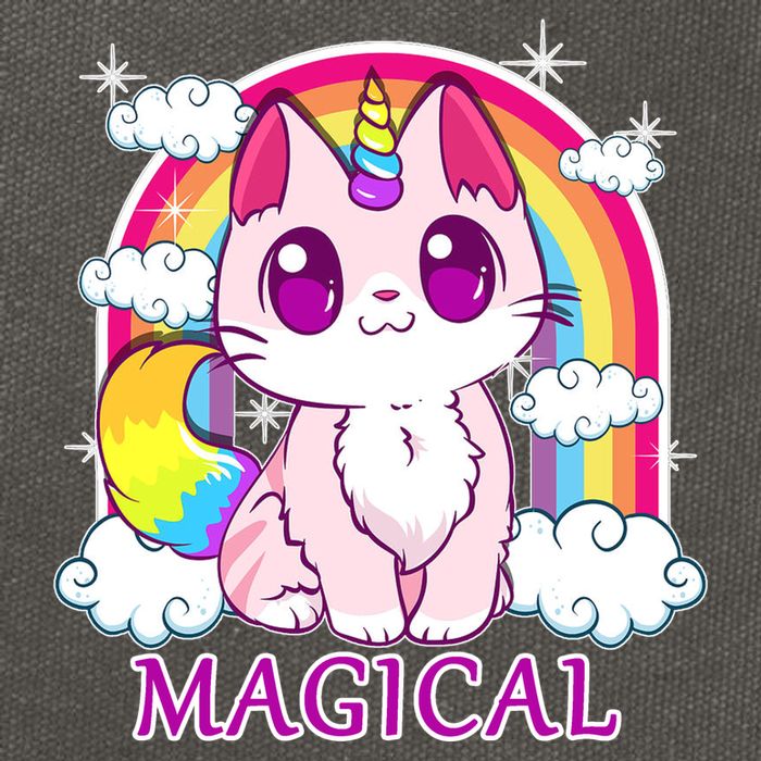 Magical Rainbow Unicorn Kitty Cotton Canvas Backpack